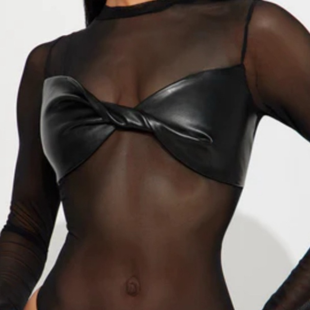 Black Sheer Long Sleeve Bodysuit
